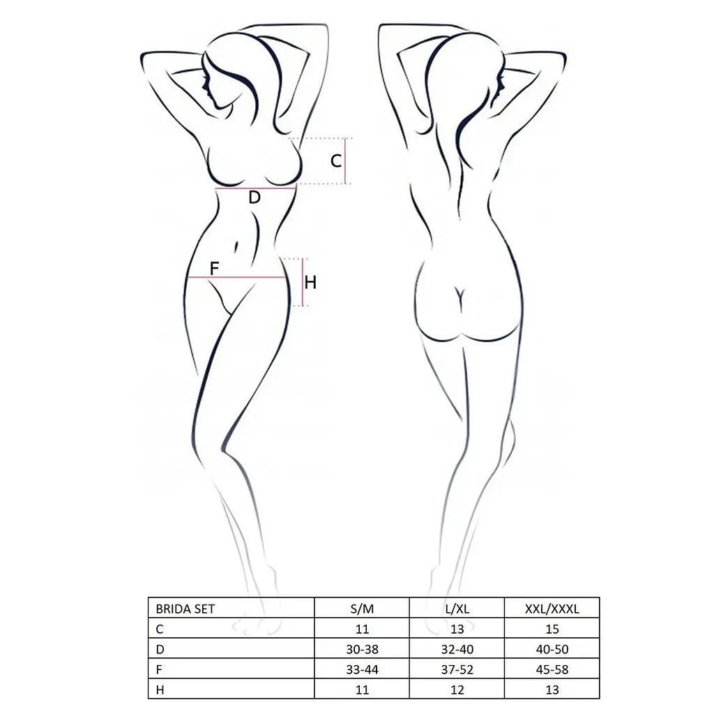 Комплект білизни Passion Exclusive BRIDA SET OpenBra L/XL black, трусики-танга, пояс, відкритий ліф - фото 4