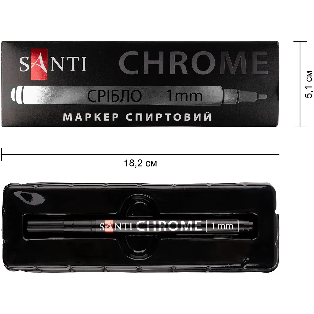 Маркер дзеркальний Santi Chrome 1 мм срібло (390775) - фото 3