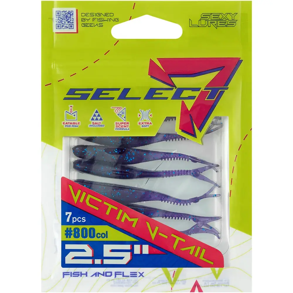 Силікон Select Victim V-Tail 2.5" 800 FE (7 шт/уп) - фото 2