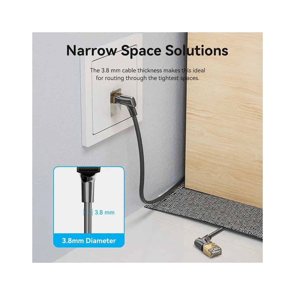Патч-корд 1м STP cat 8 RJ-45 90° corner black Vention (IKLBF) - фото 4