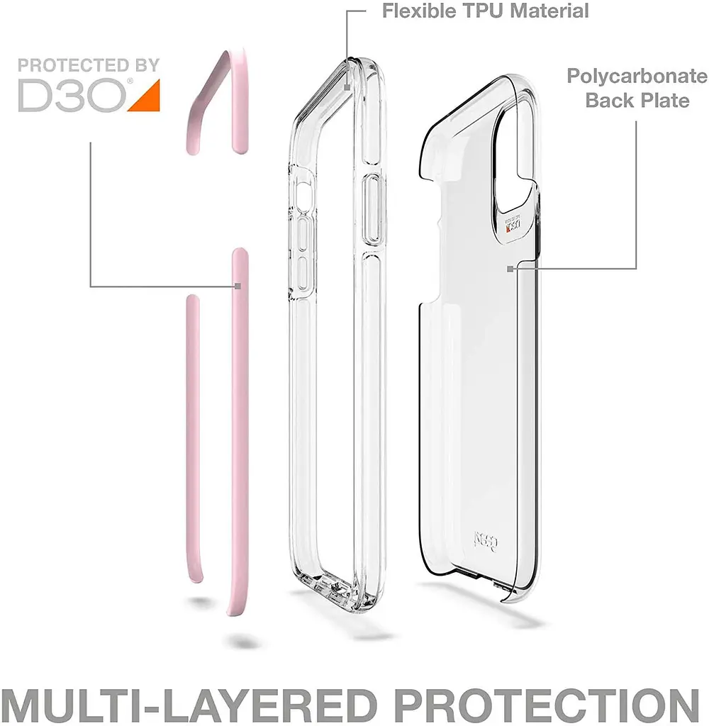 Протиударний прозорий чохол GEAR4 Piccadilly D3O з антимікробним покриттям для iPhone 11 Pro Max (6.5") Pink + Transparent - фото 4