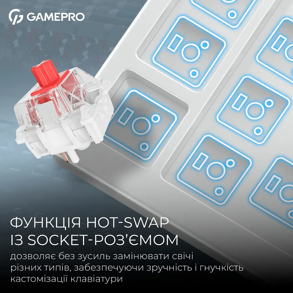 Клавіатура GamePro Asgard Ragnar Wireless/Bluetooth/USB UA White (MK285WH) - фото 8
