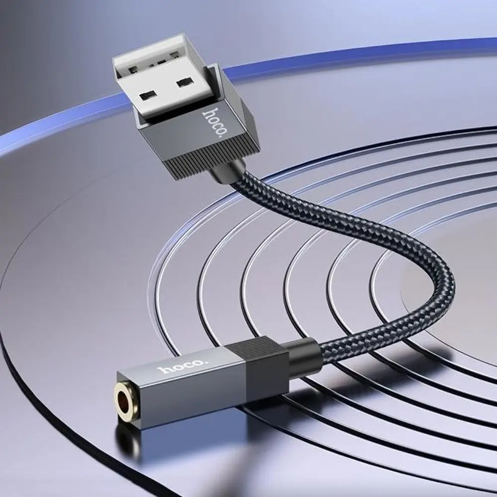 Адаптер перехідник Hoco UPA32D USB to Jack 3.5 чорний - фото 2