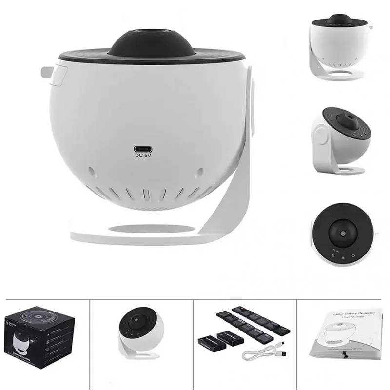 Дитячий нічник проектор зоряного неба + 12 картриджів Galaxy Projector мережевий світильник нічний для дітей спальні з проекцією планетарій для спальні нічник зоряне небо дитячий Білий - фото 6