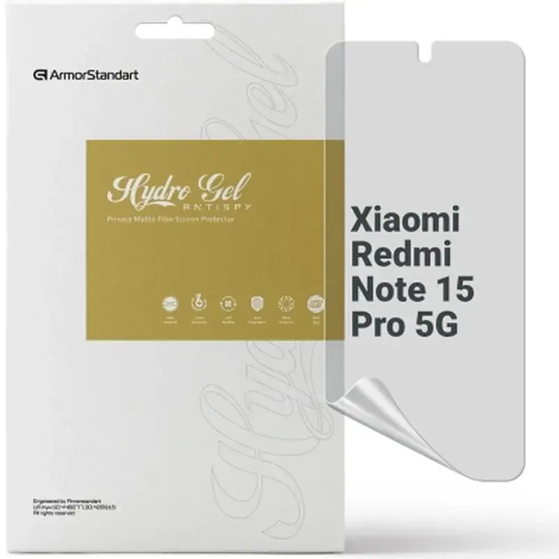 Плівка захисна Armorstandart hydrogel Anti-spy Xiaomi Redmi Note 15 Pro 5G (ARM89650)