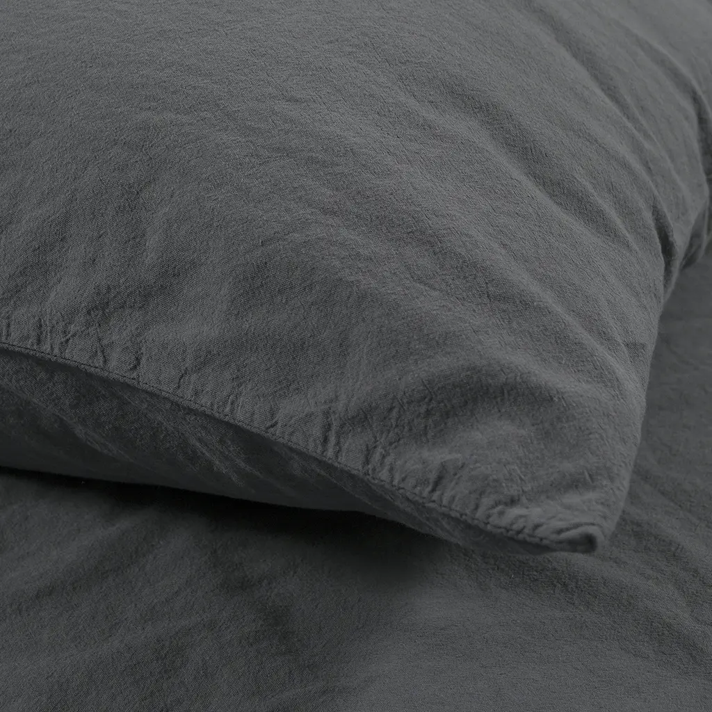 Постельное белье Lotus Home Washed cotton - Kansas антрацит евро - фото 3