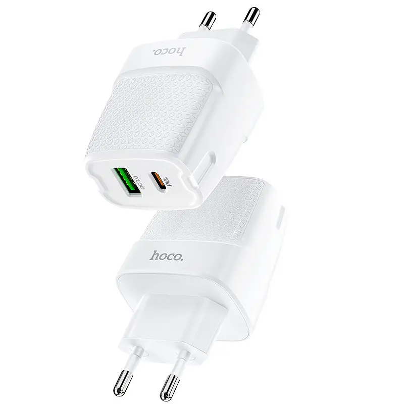 Зарядний пристрій адаптер Hoco C85A Bright dual port charger блок живлення 2 порти білий - фото 2
