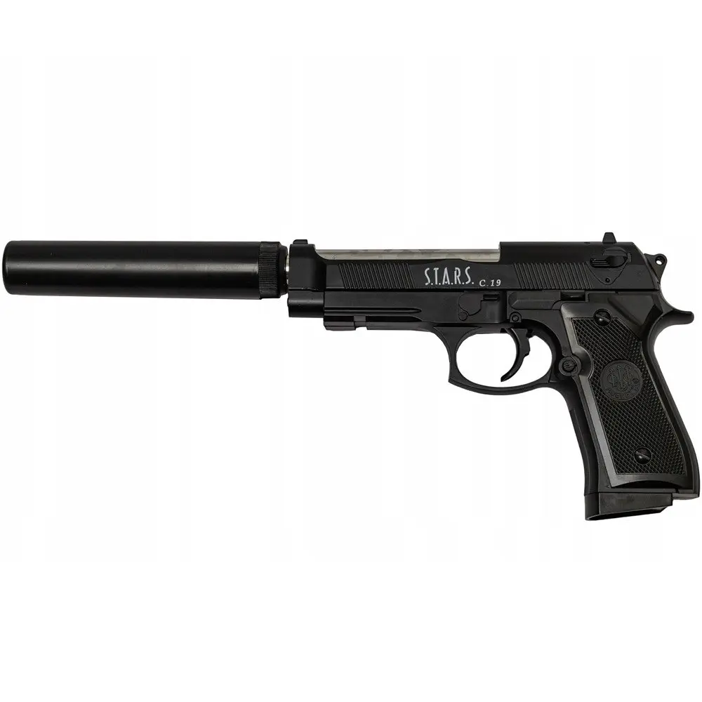 Дитячий страйкбольний пістолет Airsoft Gun C.19+ металевий з глушником, стріляє кульками 6 мм, іграшкова зброя довжина 32 см - фото 5