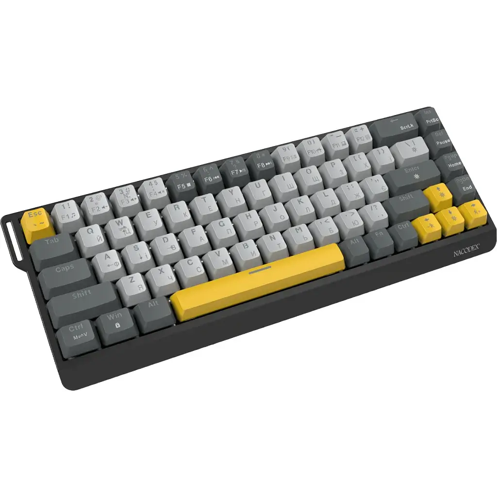 Клавіатура Ajazz x NacodeX NK68 V2 Red Switch LED USB UA Black/Grey/Yellow (NK68-V2-R-BGY) - фото 4