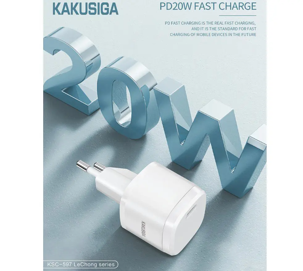 Зарядний пристрій для смартфона KAKUSIGA KSC597 20W із швидким заряджанням QC3.0 + кабель 3 А - фото 3