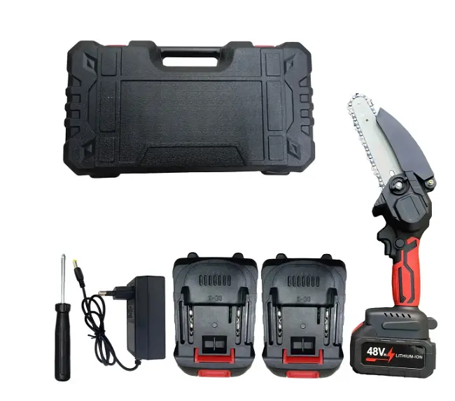 Акумуляторна ланцюгова пила Electric Chainsaw 8 для обрізки дерев з двома акумуляторами в кейсі Чорна - фото 3