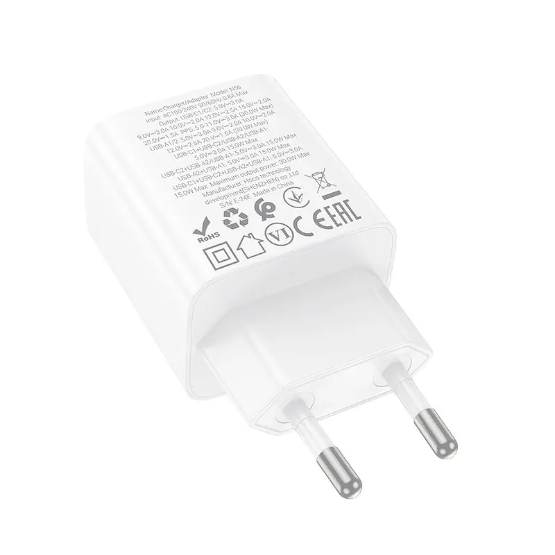 МЗП Hoco N56 Fundador PD30W four-port (2USB-A/2C) White - фото 2