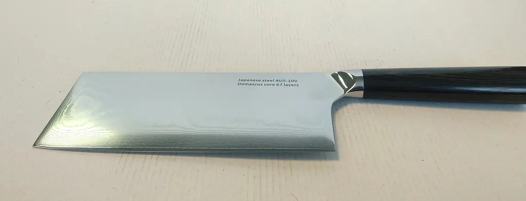 Ніж кухонний-сокир 17 см Damascus DK-HJ 6007 AUS-10 дамаська сталь 67 шарів - фото 9