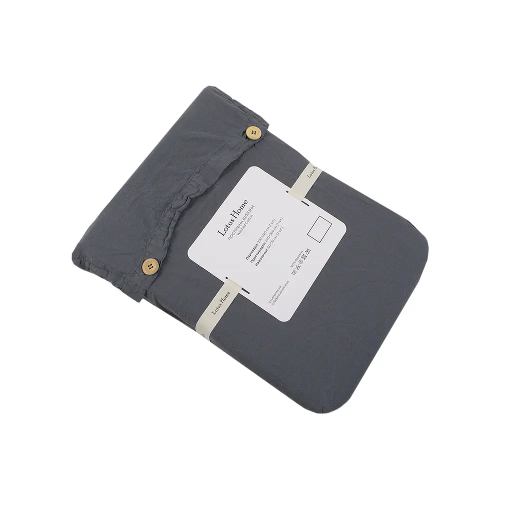 Постельное белье Lotus Home Washed cotton - Kansas антрацит евро - фото 5