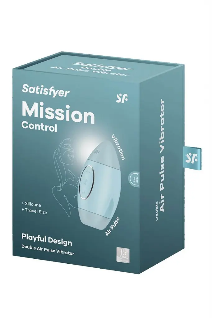 Вакуумный стимулятор клитора с вибрацией Satisfyer Mission Control голубой - фото 6