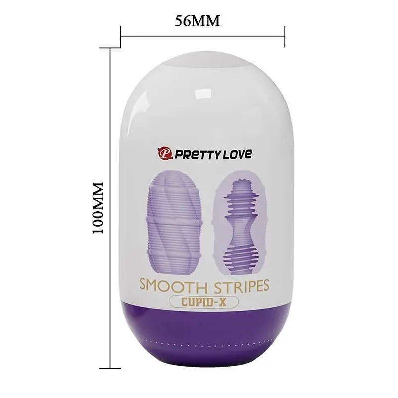 Мастурбатор-яйце Pretty Love Smooth Stripes Cupid-X з чуттєвим рельєфом, 10х5.6 см (фіолетовий) - фото 3