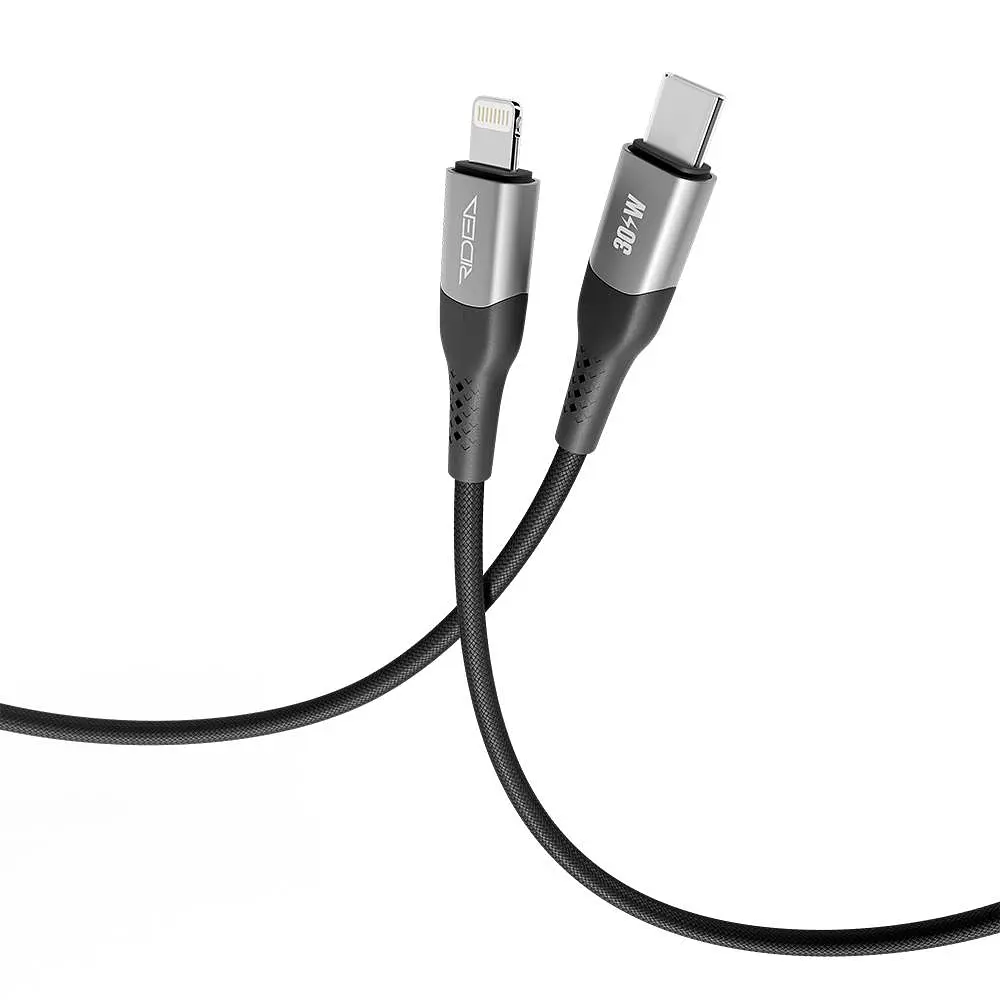 Кабель для зарядки USB Ridea RC-US42 UltraStrong Type-C to Lightning 30W 10V/3A 1.2 м Черный - фото 2