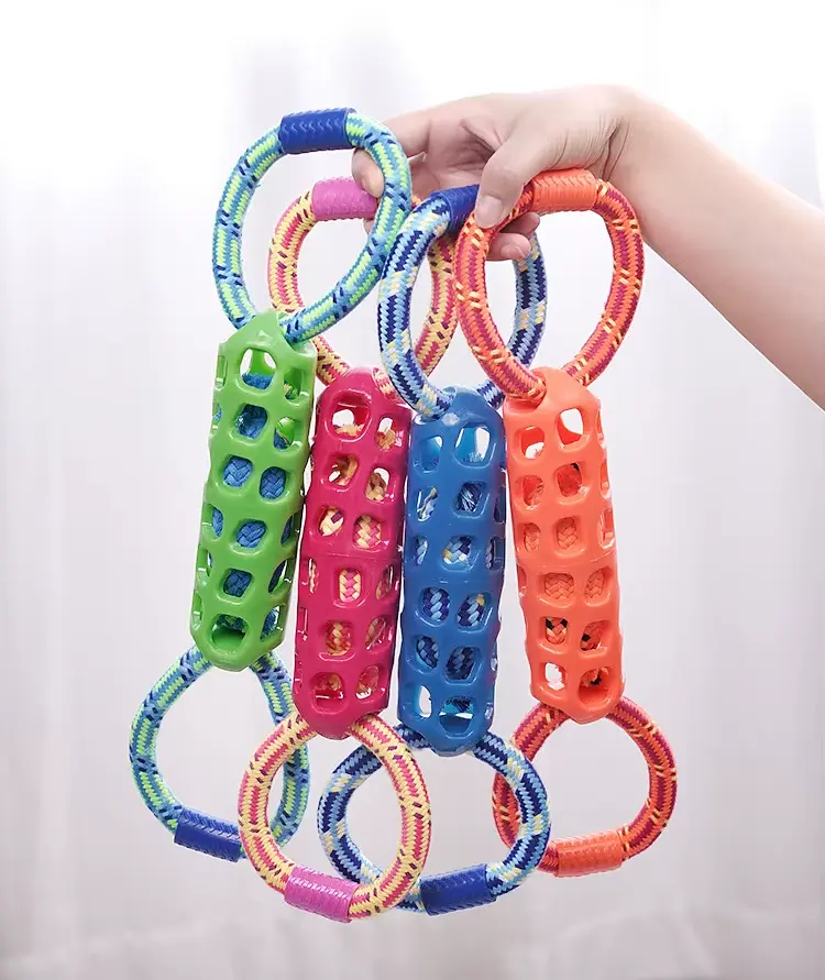 Іграшка для жування Derby Double Ring TPR + Rope Dog Toy - фото 4