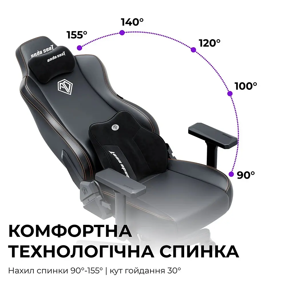 Крісло для геймерів Anda Seat Novis Plus Size XL Fabric Grey (AD23YC-XL-01-G-F-G04) - фото 10