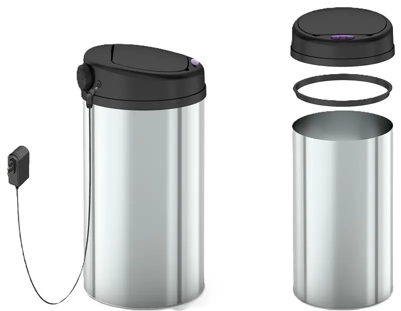 Відро для сміття сенсорне кругле Mixxus Premium Ellipse-TC0109 Chrome-Black 9л MI7083, Чорний матовий - фото 4