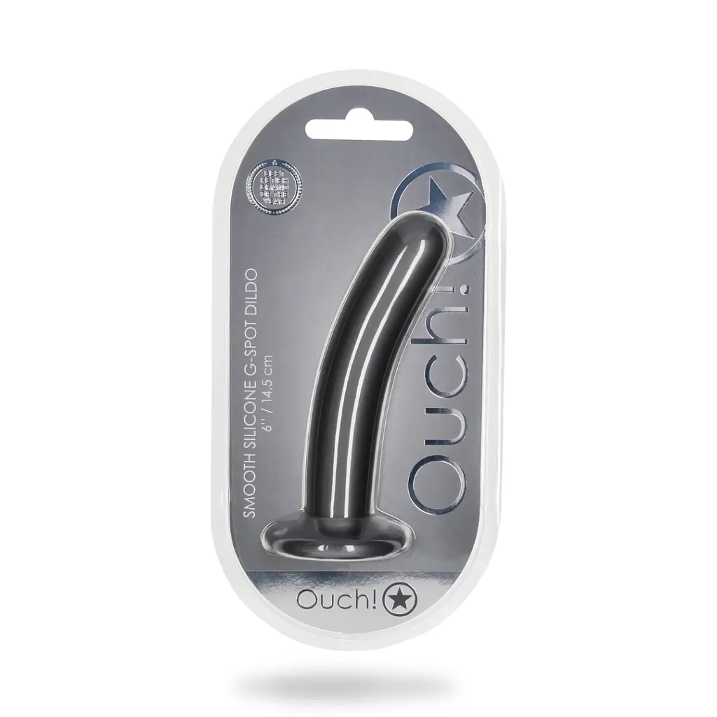 Фаллоимитатор Ouch! Smooth G-Spot Dildo 6apos;apos; 15 см (серый) - фото 18