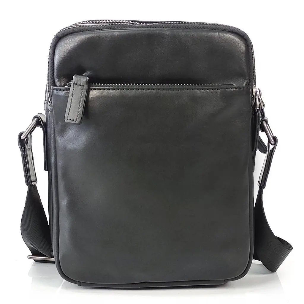 Сумка чоловіча шкіряна чорна Tiding Bag 168A - фото 4