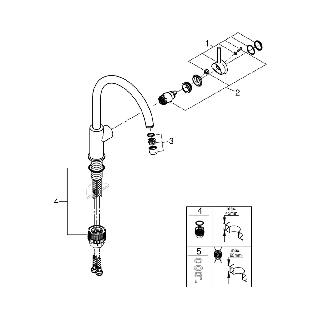 Змішувач для кухні Grohe QuickFix Start Classic 31553001, Хром - фото 4