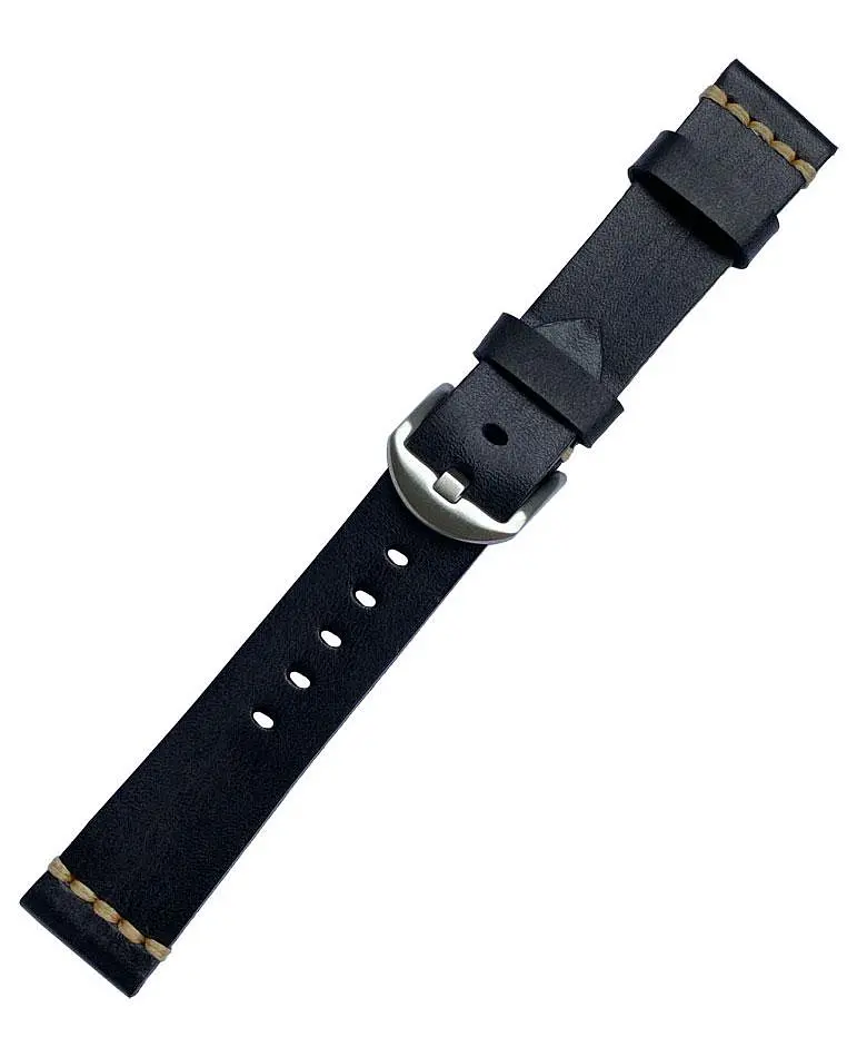 Кожаный ремешок Primolux C052B Steel buckle для часов Garmin Vivoactive 4 Black - фото 4
