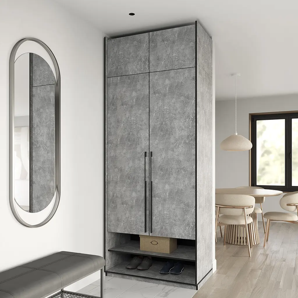 Шафа для одягу Flamecame зі штангою на 2 двері у передпокій FR-04 Бетон - фото 3