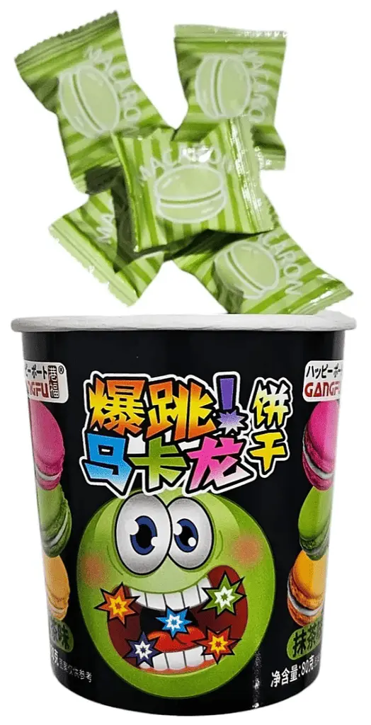Печиво Макарон Gangfu Creamy Popping Candy зі смаком чаю Матча і вибуховою карамелью 80г - фото 3