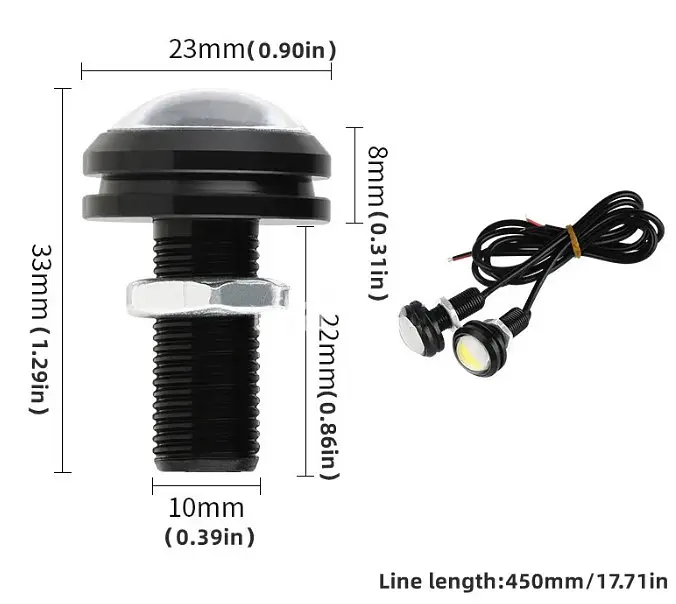 LED Денні ходові вогні ДХО очі врізні D23 мм 1.5W 12V (SOB 2smd) Білі 2 шт. - фото 2