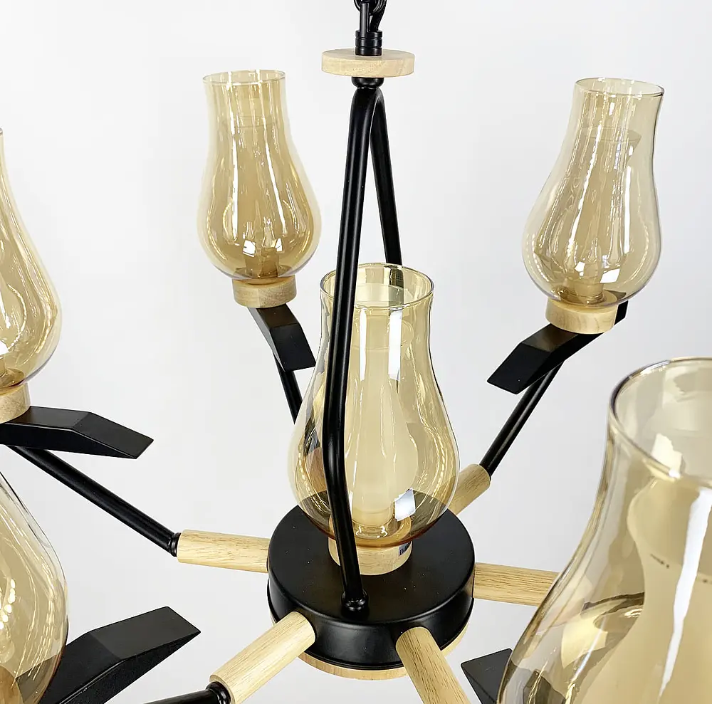 Подвесная люстра с деревянной фурнитурой Line.F ZL 467/6+1 - фото 5