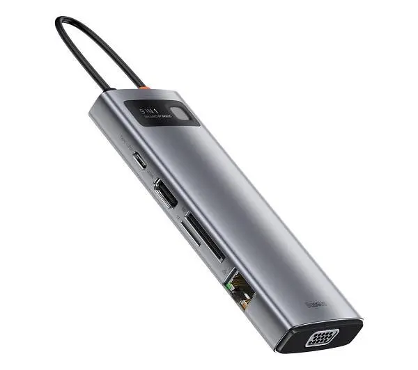 Адаптер USB Хаб Baseus Metal Gleam 9-in-1 Multifunctional Type-C HUB Docking Station Gray CAHUB-CU0G - фото 4