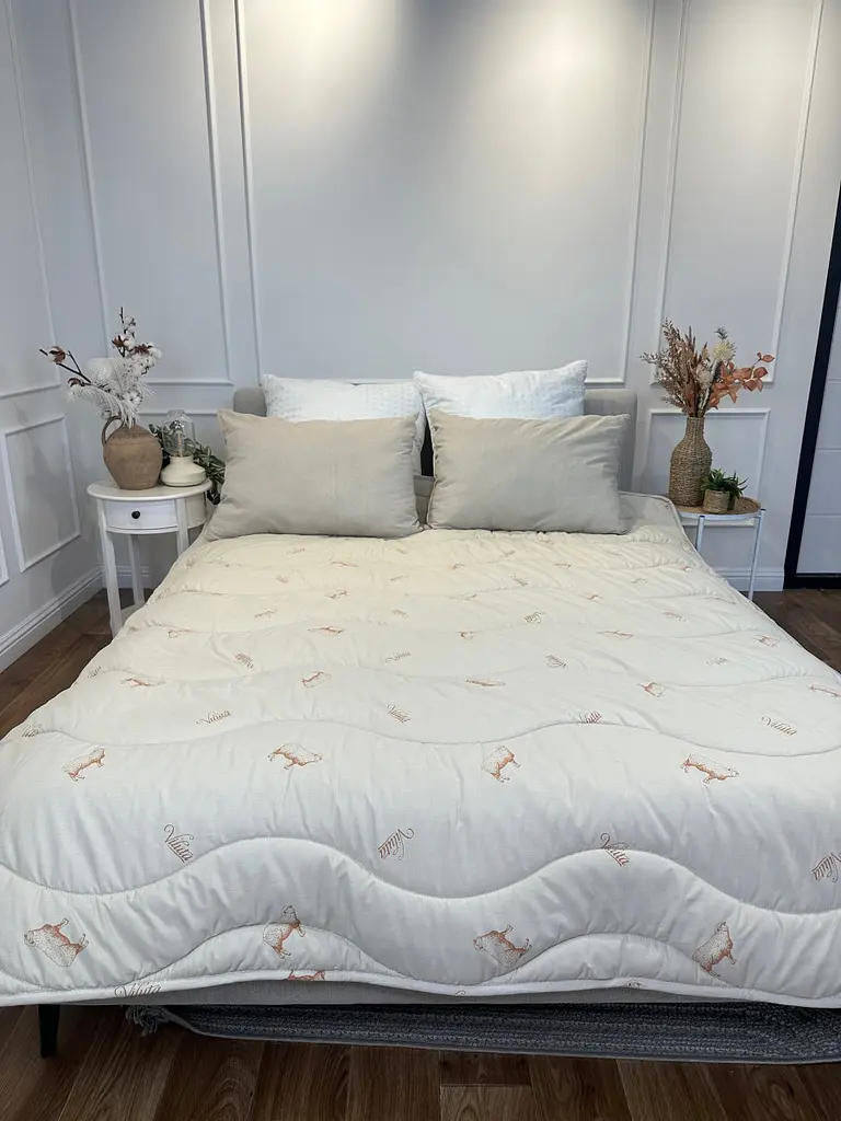 Ковдра полуторна вовняна Viluta Premium 21383 140x205 см бежева - фото 8
