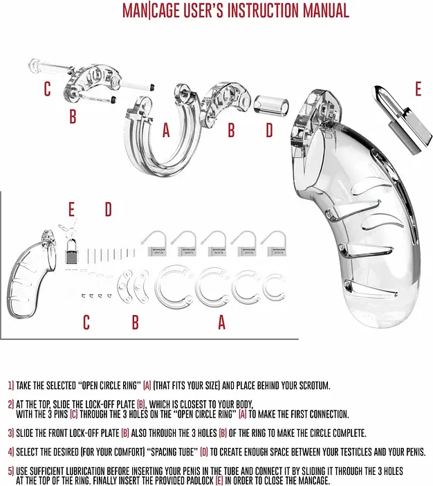 Пояс вірності для чоловіків ManCage 04 Chastity Cage 12 см прозорий - фото 5