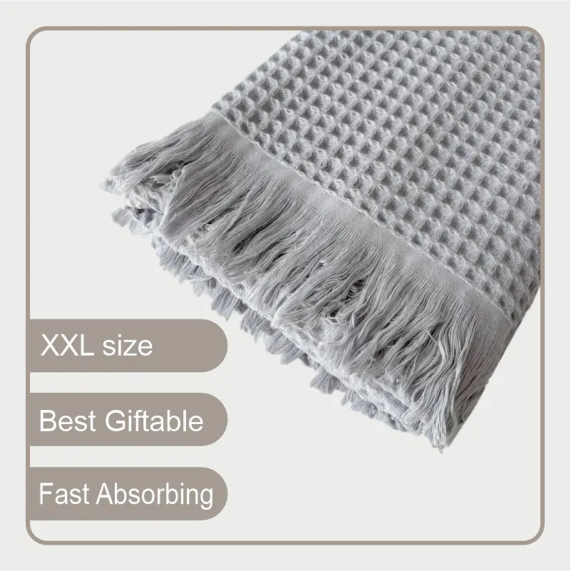 Вафельное полотенце Lovely Svi - хлопок- для ванной, отелей, спа - XXL 90х180 см -Серый (402465) - фото 2