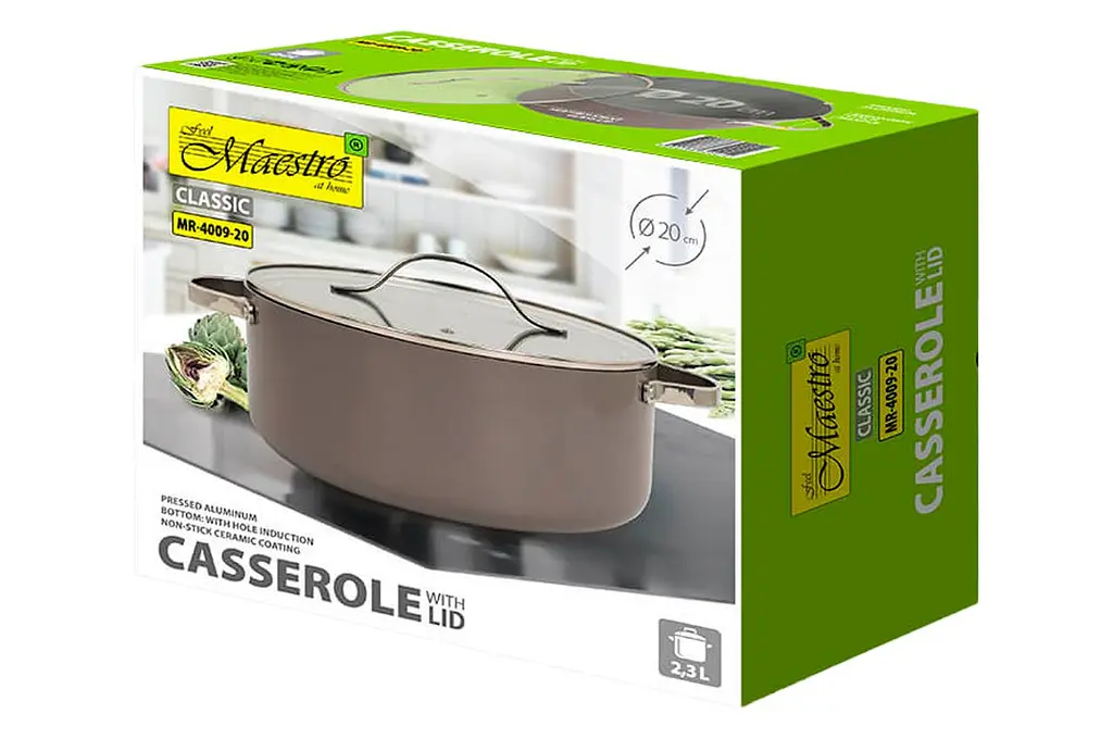 Каструля зі скляною антипригарною кришкою Maestro MR-4009-20 діаметр 20 см на 2.3л Ceramic алюміній - фото 5