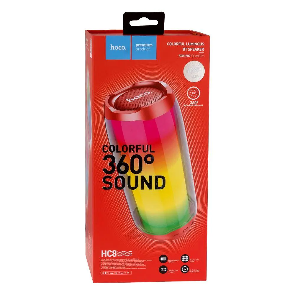 Вluetooth колонка Hoco HC8 red з LED-підсвічуванням - фото 5