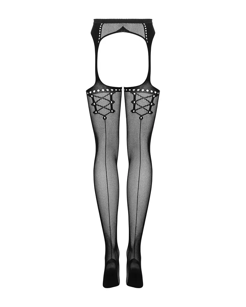 Сітчасті панчохи-стокінги зі стрілкою Obsessive Garter stockings S314 чорні імітація гартерів S/M/L - фото 6