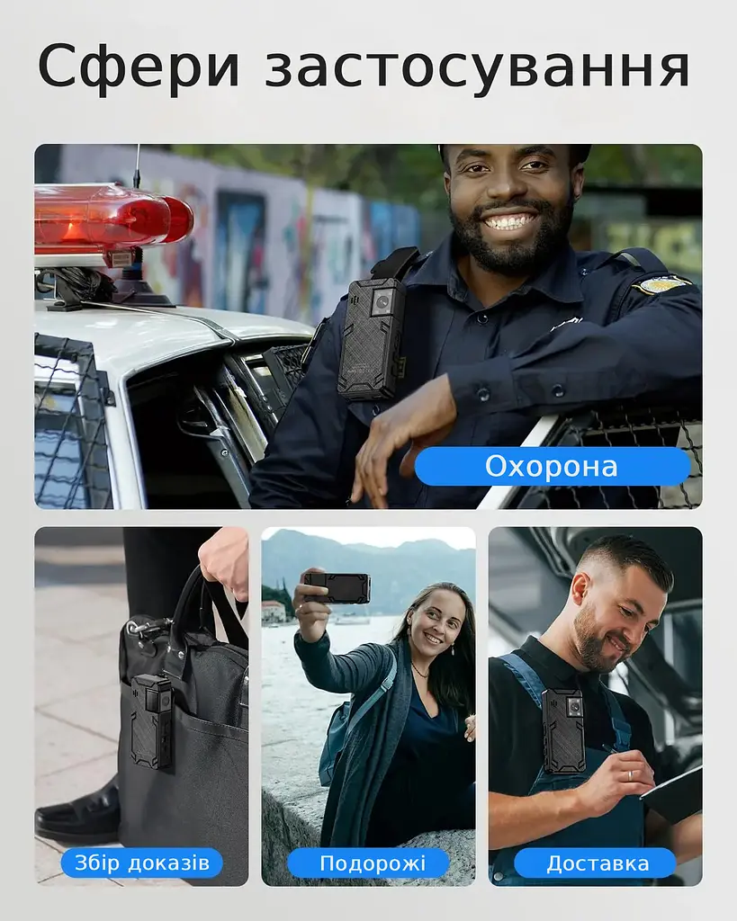 Нагрудний відеореєстратор BOBLOV A24 HD 1296P з диктофоном, поворотним об'єктивом, дисплеєм, кутом огляду 160° - фото 5