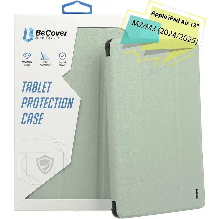 Чехол-книжка BeCover Tri Fold Soft TPU Silicone для Apple iPad Air 13" M2/M3 2024/2025 Light Green (711742) - фото 6