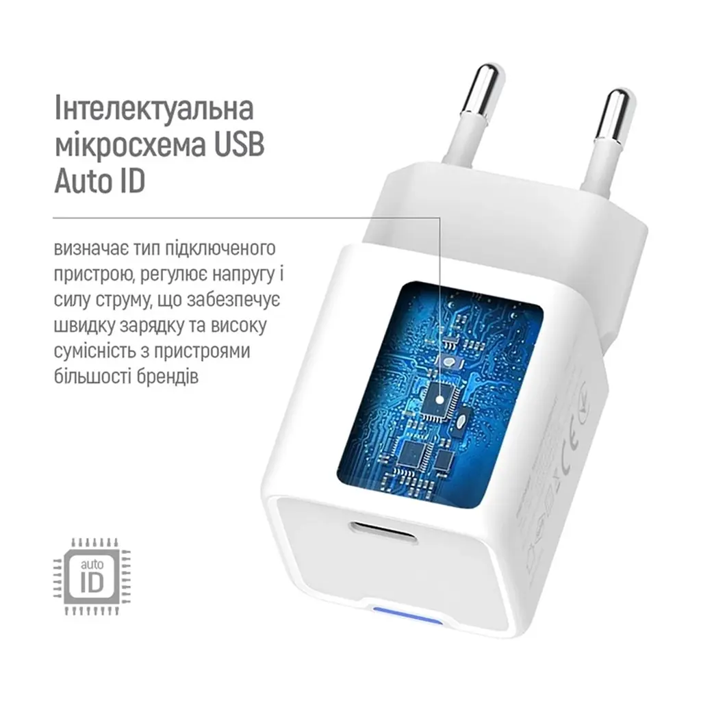 Зарядний пристрій ColorWay GaN Mini 30W PD Port PPS USB-C white (CW-CHS054PD-WT) - фото 2