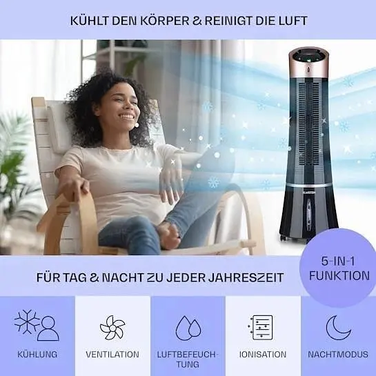 Мобильный кондиционер-вентилятор Klarstein Skyscraper Ice 4-в-1 (10035835) - фото 2