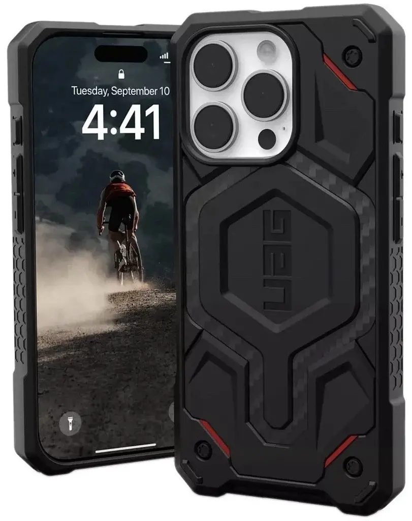 Оригінальний протиударний чохол UAG Monarch для iPhone 16 Pro Max (6.9") Carbon Fiber Red 1144911F4242 - фото 10