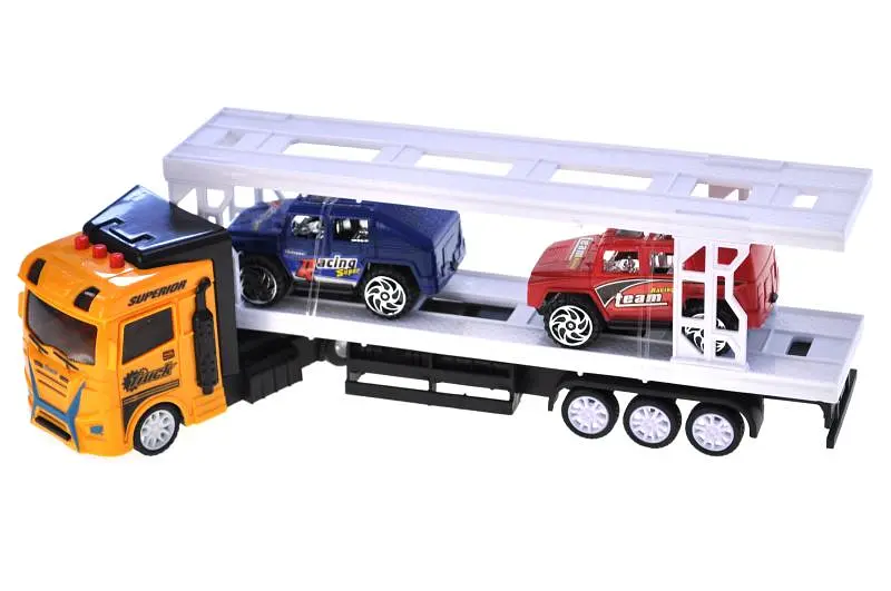 Іграшковий автовоз з машинками інерційний світлозвукові ефекти Heavy Truck 99A6-1C в коробці р.35x6,5x12 см YG Toys - фото 3