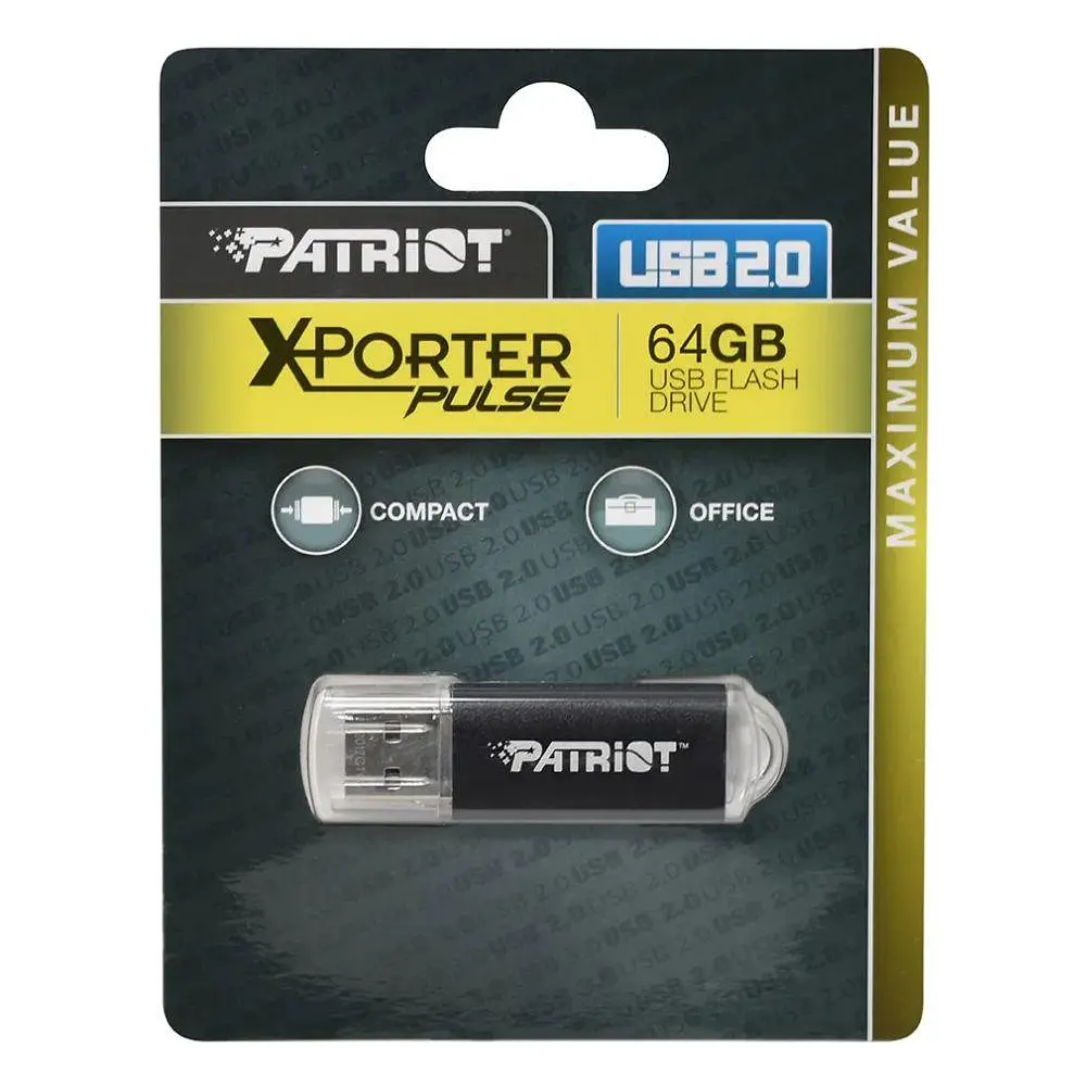 Флеш-накопичувач Patriot USB 2.0 Xporter Pulse 64GB Metal/Чорний - фото 2