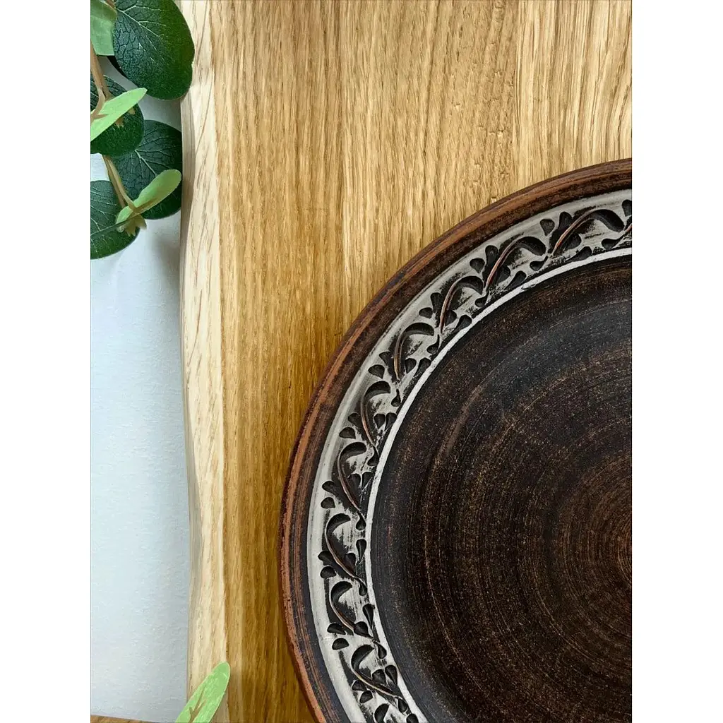 Тарілка 26 см керамічна (глиняна) різьблена Ангоб - фото 4