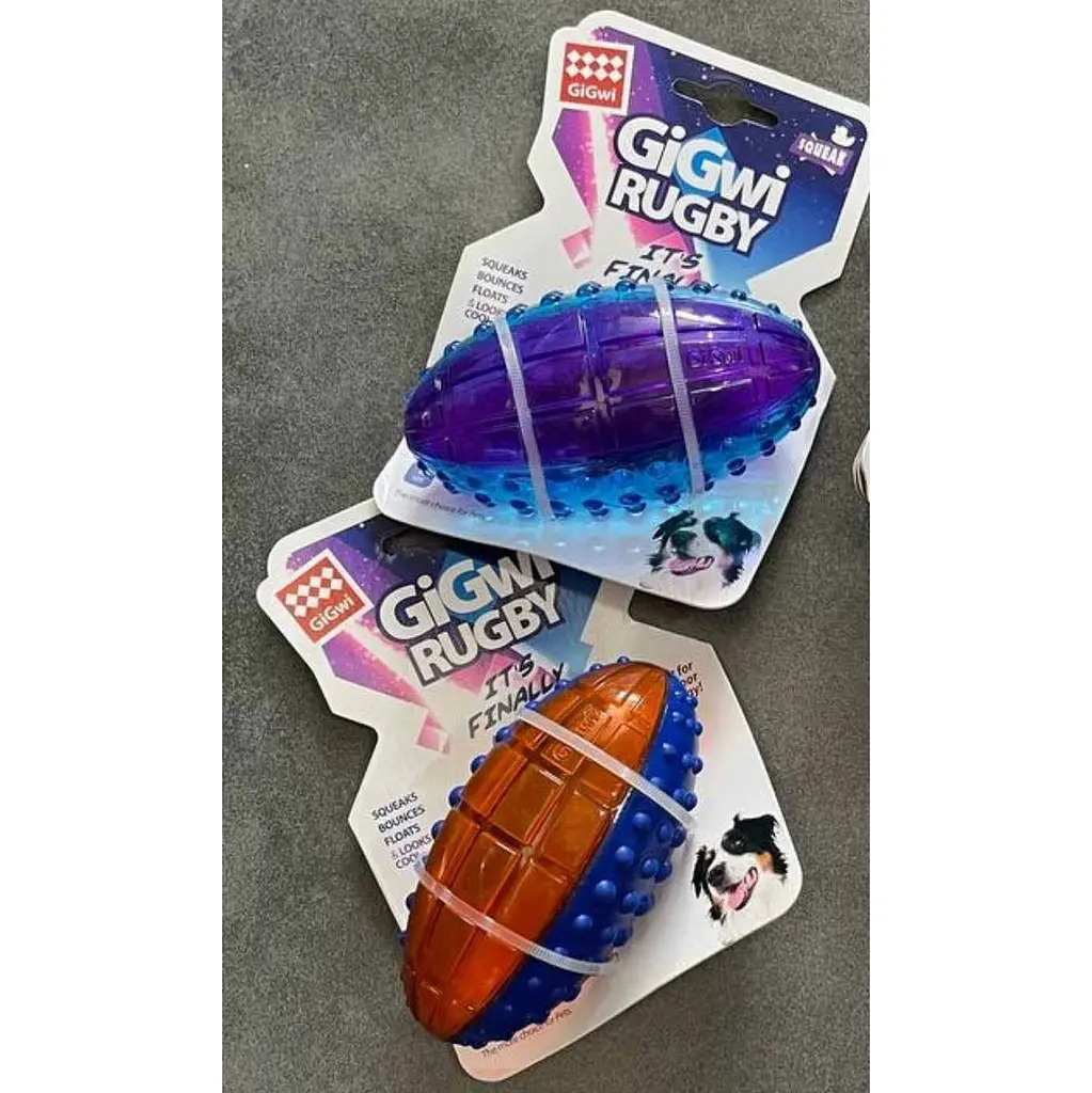 Іграшка для собак М'яч дентал GiGwi Rugby L гумовий зі звуком 7.2х13.2 см (34181) - фото 2