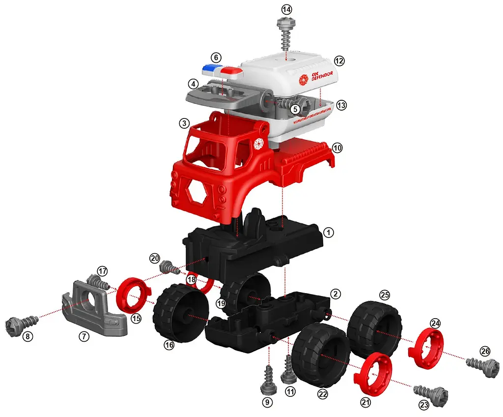 Конструктор DIY Spatial Creativity Пожарная цистерна LM9035, красный (CJ-1614180) - фото 2
