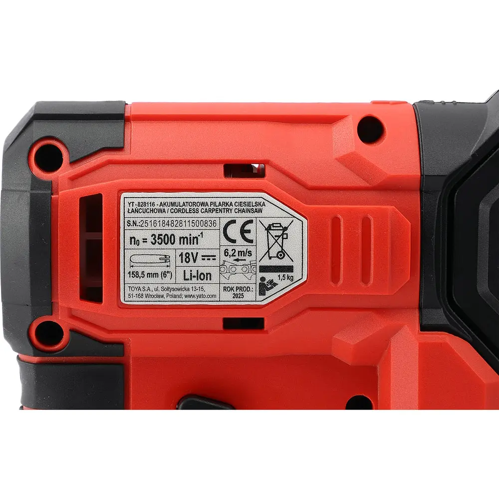 Пила цепная Yato плотницкая аккумуляторная Li-Ion 18 В 4 Ач (YT-828115) - фото 11